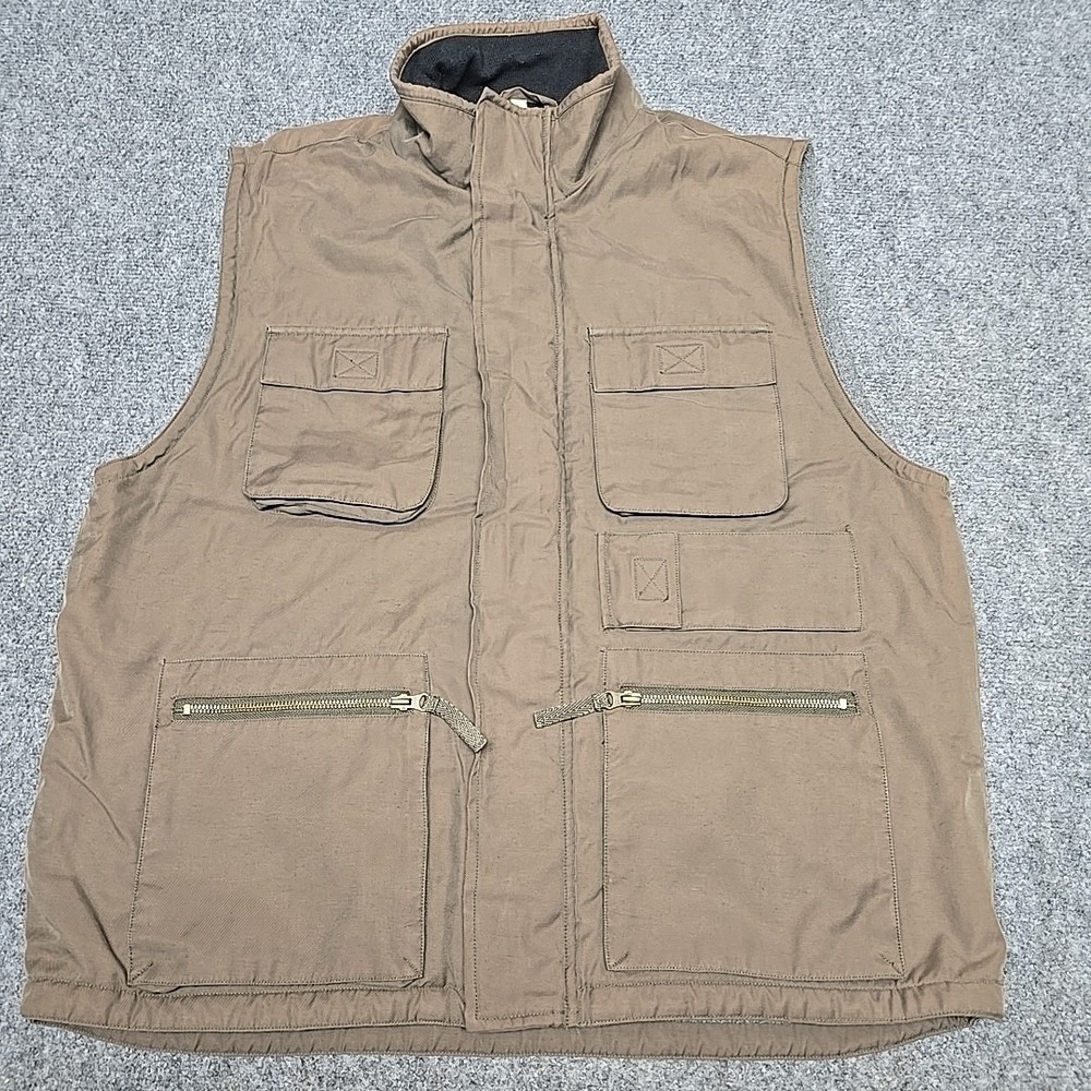 Hunting Vest Mens Large Full Zip Pockets Brown Field Master Outodoors Sportsman